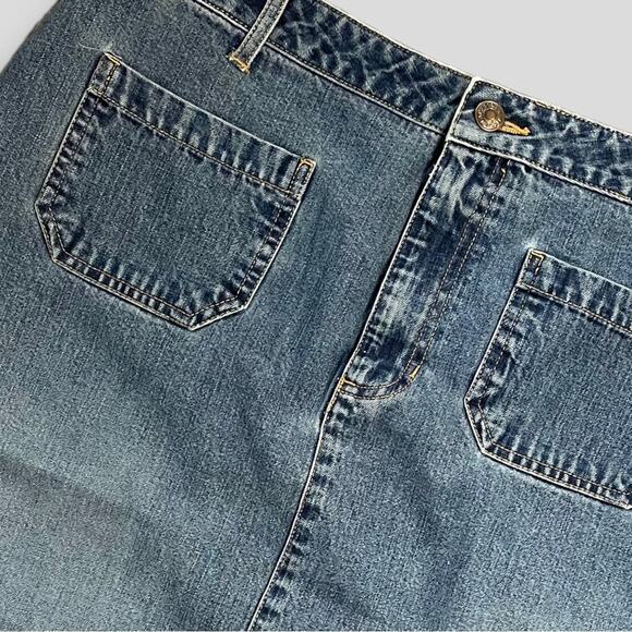 OLD NAVY VINTAGE Y2K WESTERN BOHO FRAY HEM DENIM MINI SKIRT BLUE - 16 - Picture 3 of 8